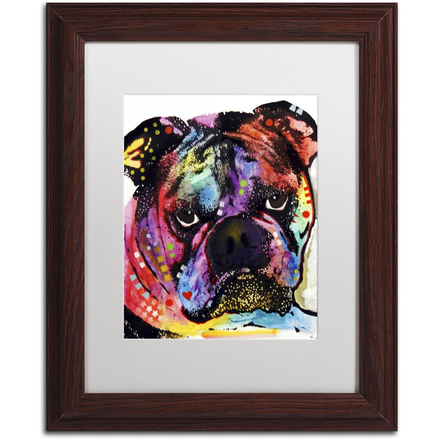 Trademark Fine Art "Bulldog" Canvas Art by Dean Russo, White Matte, Wood Frame