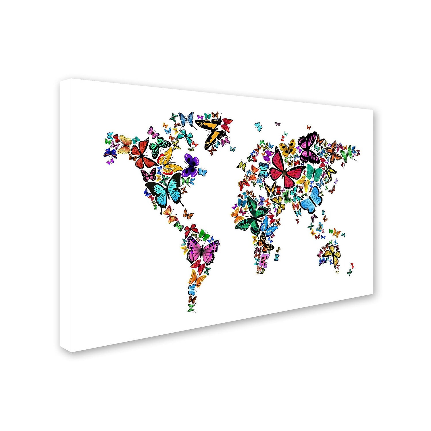 Trademark Fine Art "Butterflies Map of the World" Canvas Art by Michael Tompsett