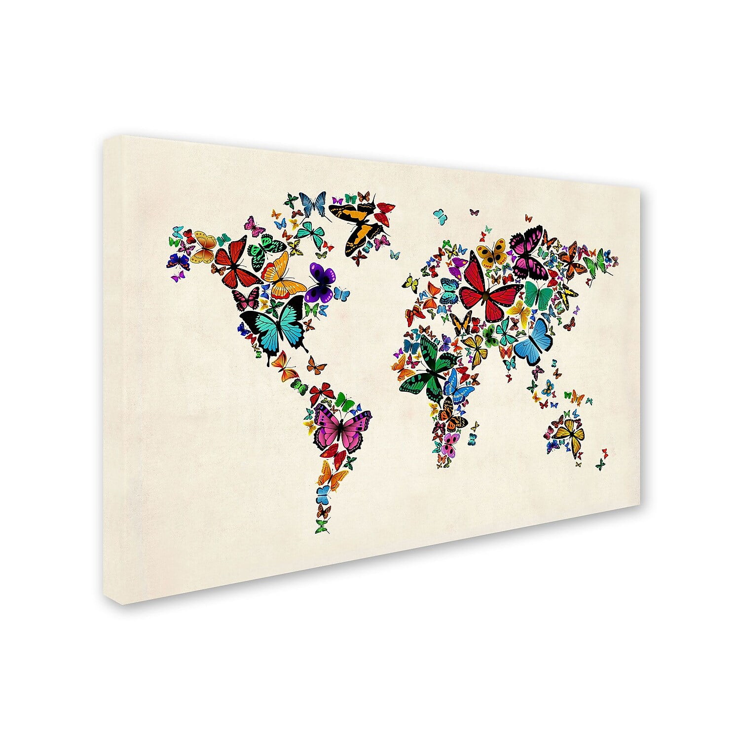 Trademark Fine Art "Butterflies Map of the World II" Canvas Art by Michael Tompsett