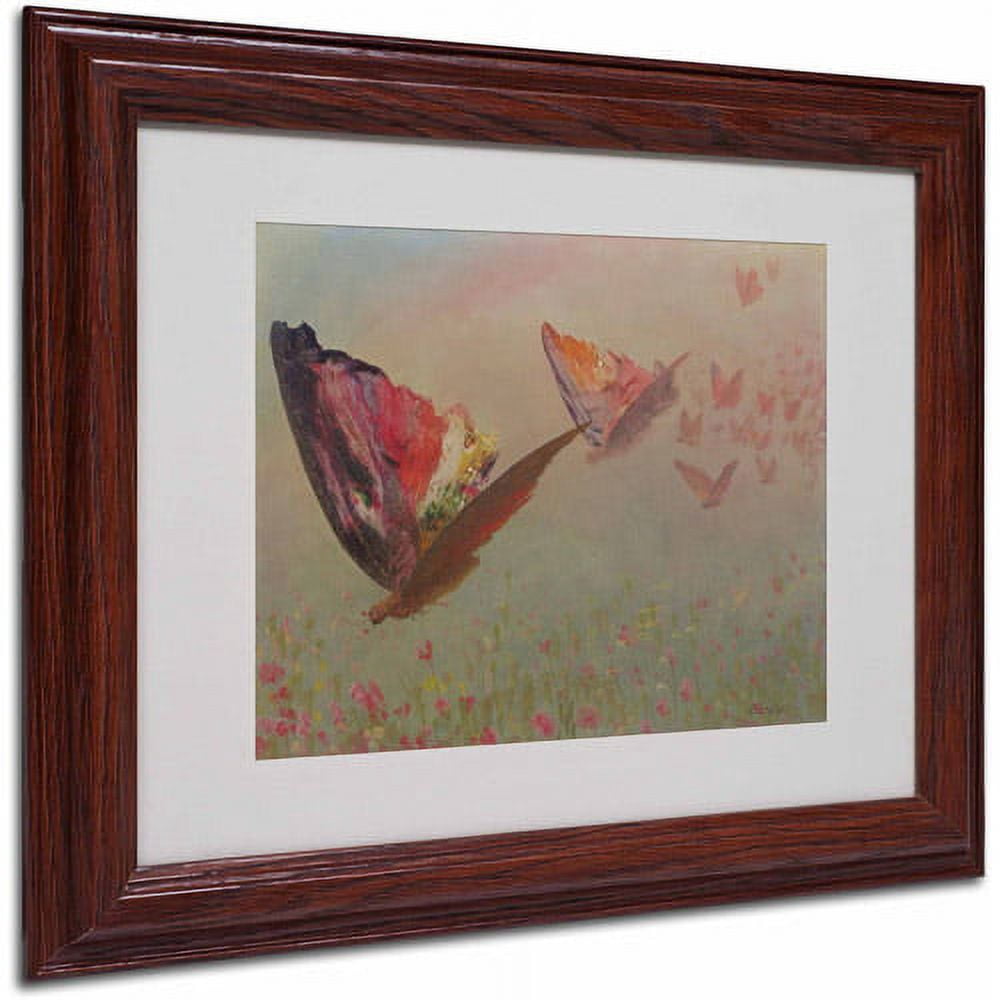 Trademark Fine Art "Butterflies With Riders" Canvas Art by Albert Bierstadt, Wood Frame