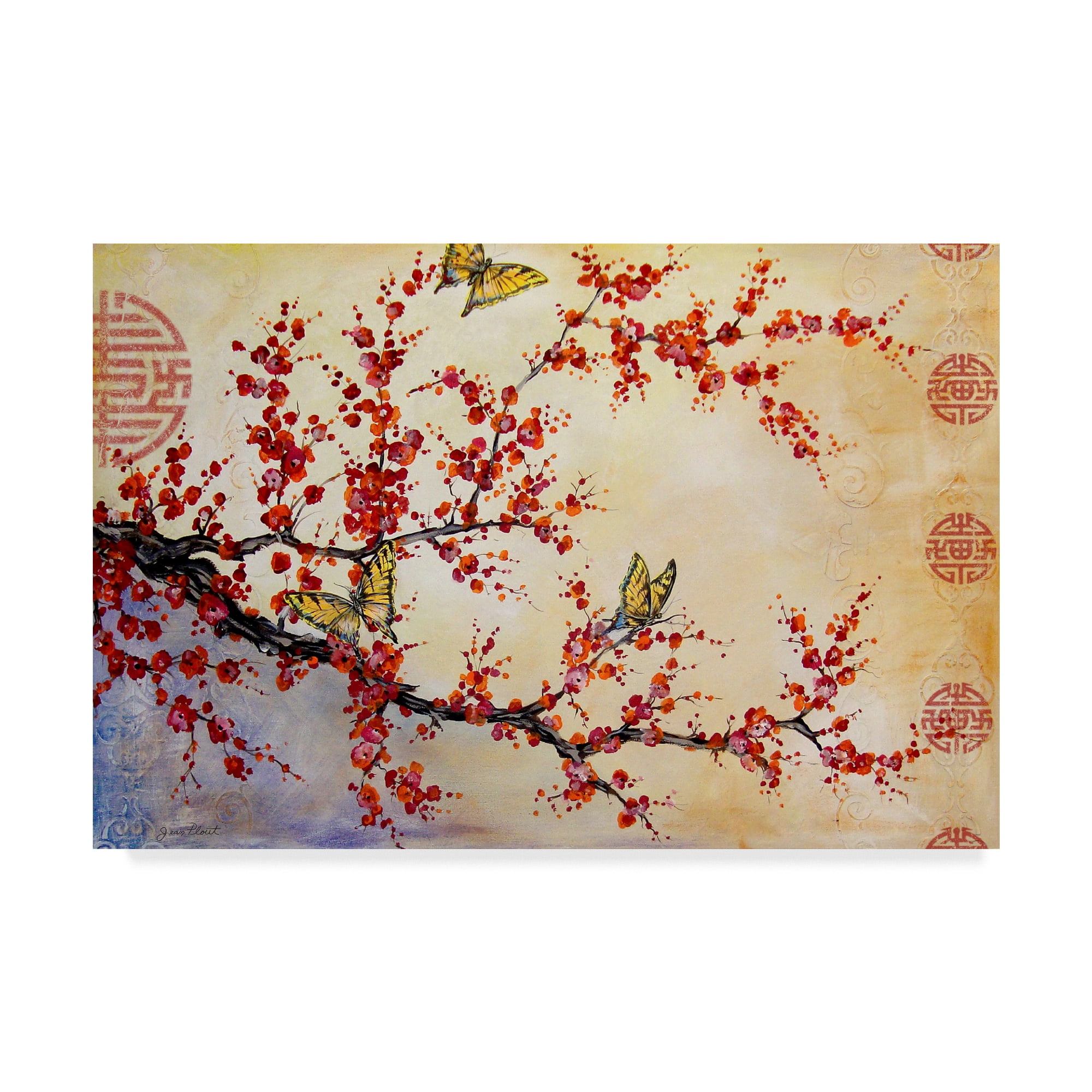 Trademark Fine Art 'Butterfly Blossoms Asian' Canvas Art by Jean Plout