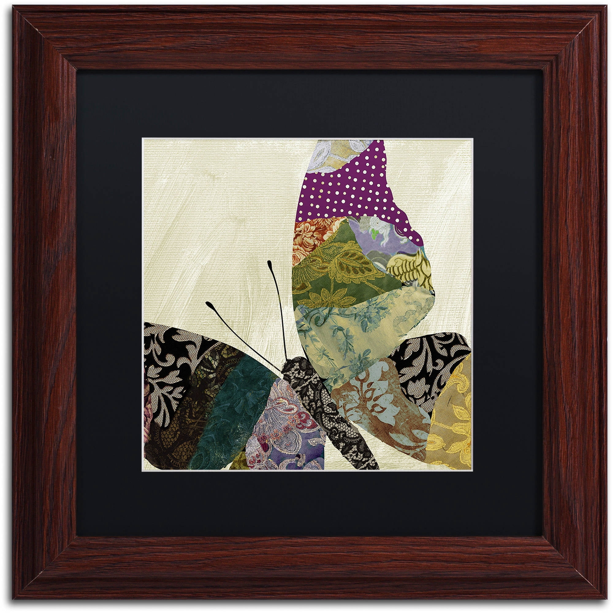Trademark Fine Art "Butterfly Brocade I" Canvas Art by Color Bakery Black Matte, Wood Frame