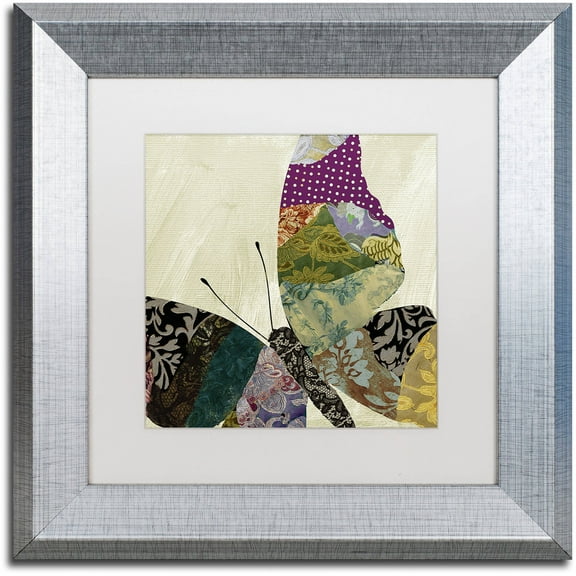 Trademark Fine Art "Butterfly Brocade I" Canvas Art by Color Bakery White Matte, Silver Frame