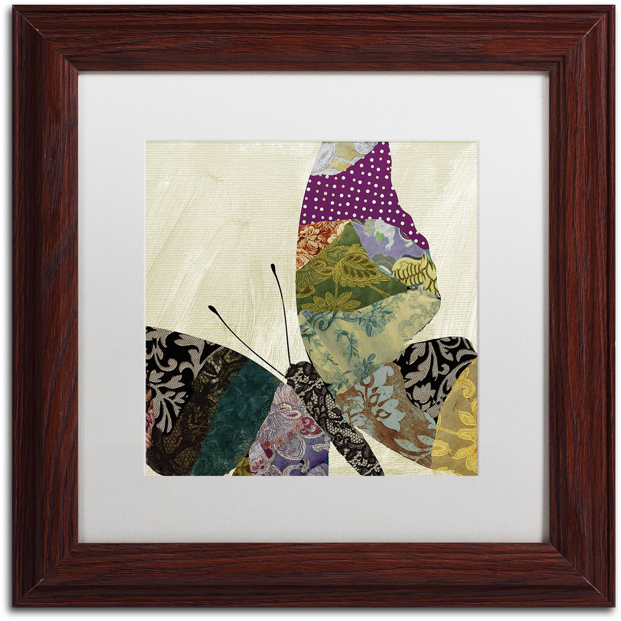 Trademark Fine Art "Butterfly Brocade I" Canvas Art by Color Bakery White Matte, Wood Frame