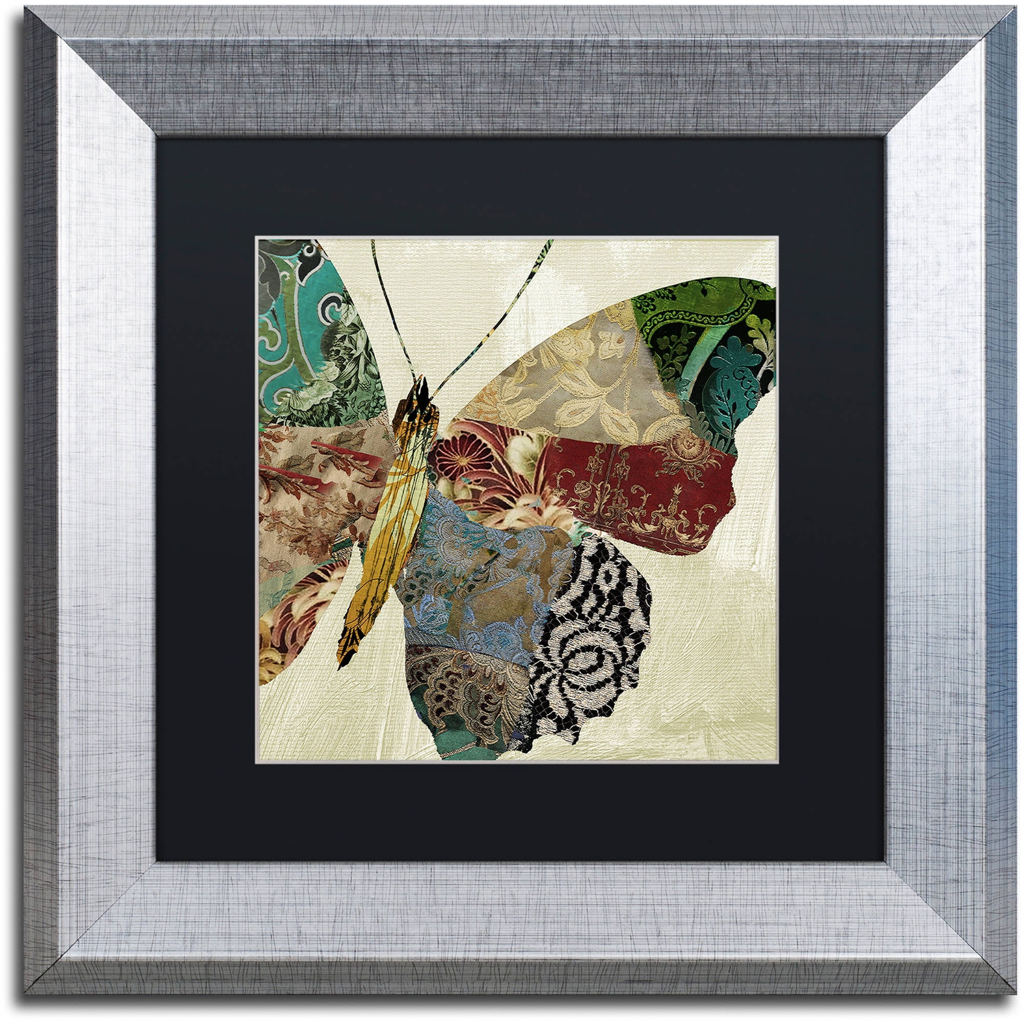 Trademark Fine Art "Butterfly Brocade II" Canvas Art by Color Bakery Black Matte, Silver Frame
