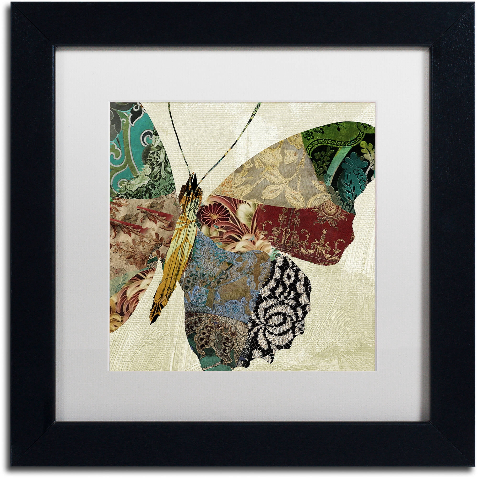 Trademark Fine Art "Butterfly Brocade II" Canvas Art by Color Bakery White Matte, Black Frame