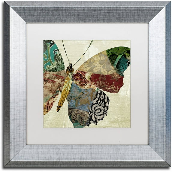Trademark Fine Art "Butterfly Brocade II" Canvas Art by Color Bakery White Matte, Silver Frame