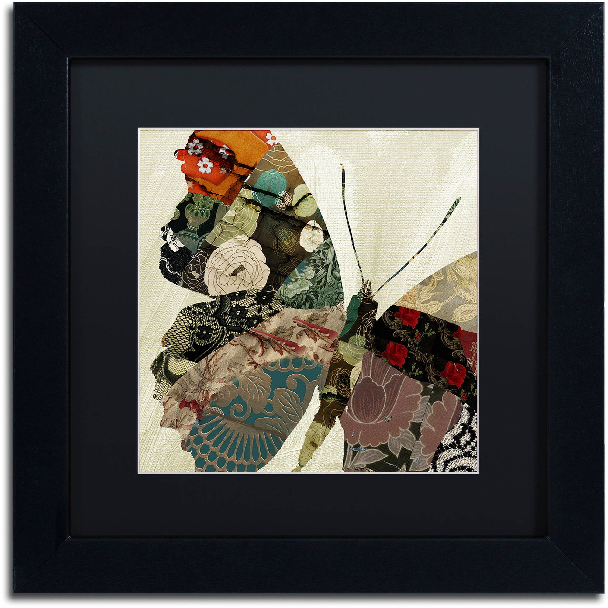Trademark Fine Art "Butterfly Brocade III" Canvas Art by Color Bakery Black Matte, Black Frame