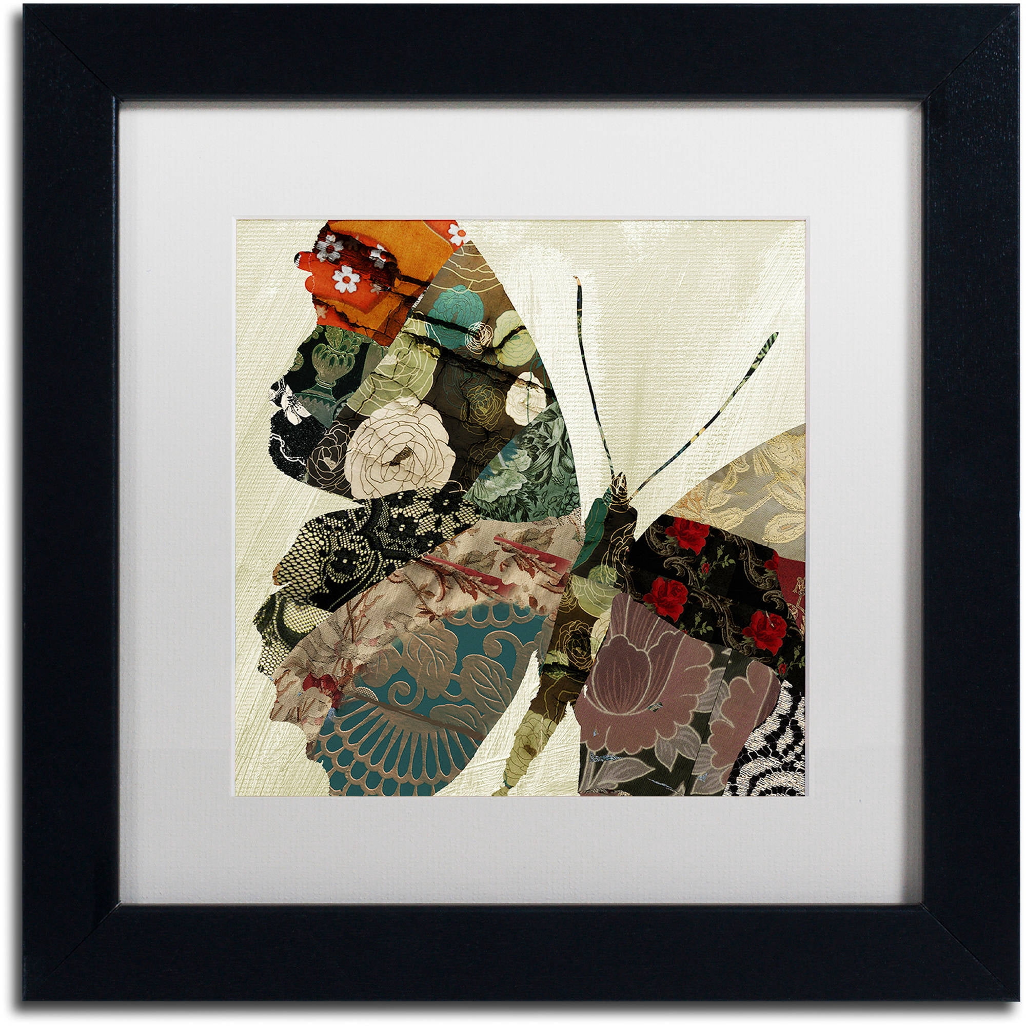 Trademark Fine Art "Butterfly Brocade III" Canvas Art by Color Bakery White Matte, Black Frame