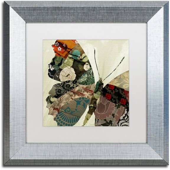 Trademark Fine Art "Butterfly Brocade III" Canvas Art by Color Bakery White Matte, Silver Frame