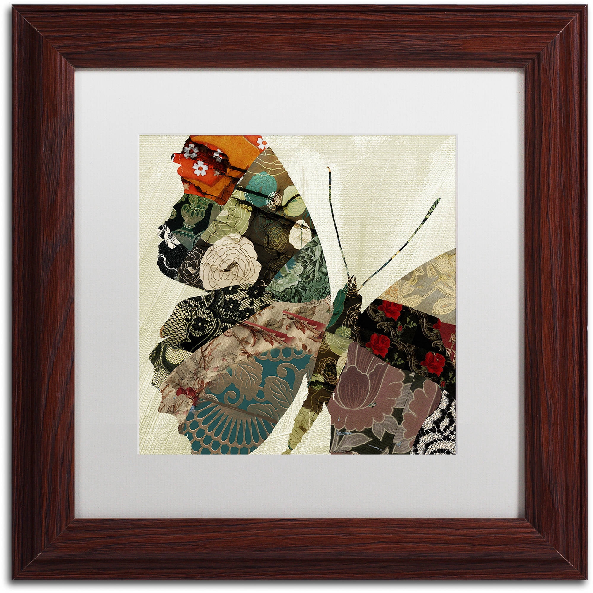 Trademark Fine Art "Butterfly Brocade III" Canvas Art by Color Bakery White Matte, Wood Frame