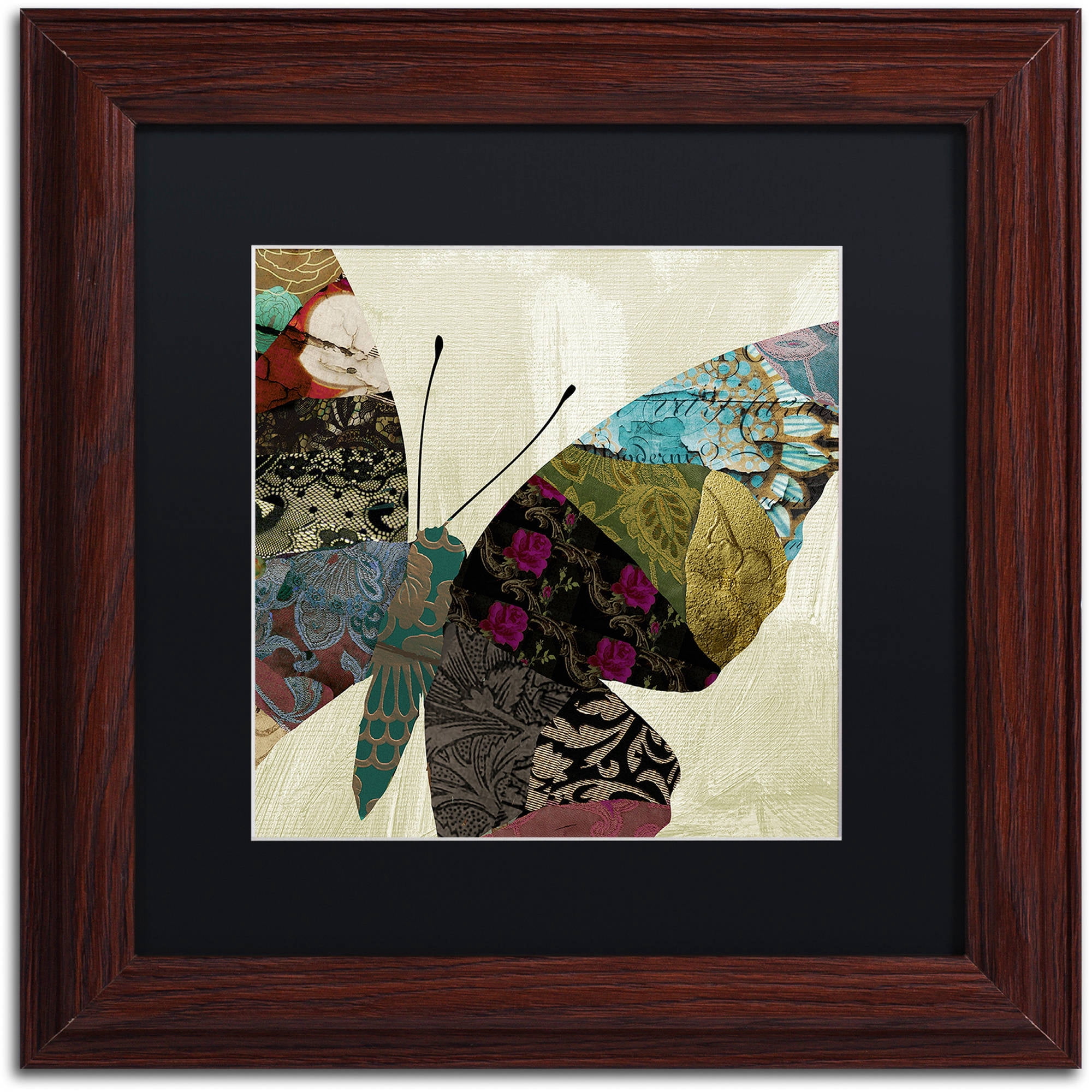 Trademark Fine Art "Butterfly Brocade IV" Canvas Art by Color Bakery Black Matte, Wood Frame