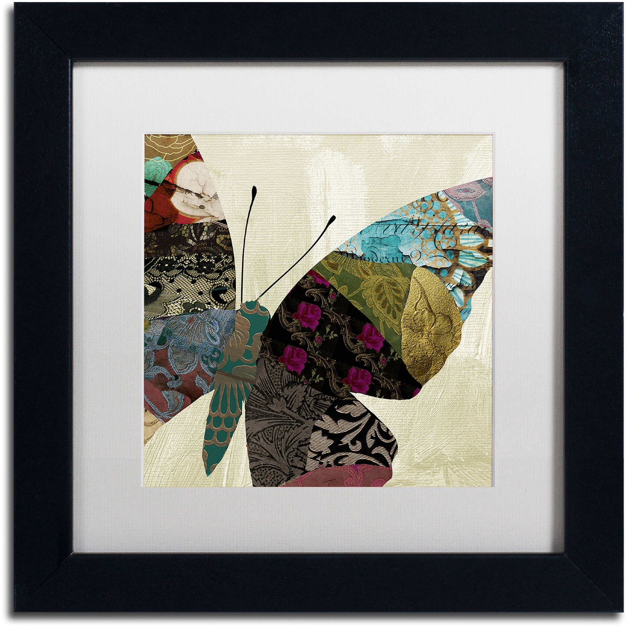Trademark Fine Art "Butterfly Brocade IV" Canvas Art by Color Bakery White Matte, Black Frame