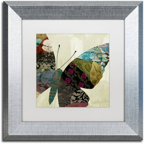 Trademark Fine Art "Butterfly Brocade IV" Canvas Art by Color Bakery White Matte, Silver Frame