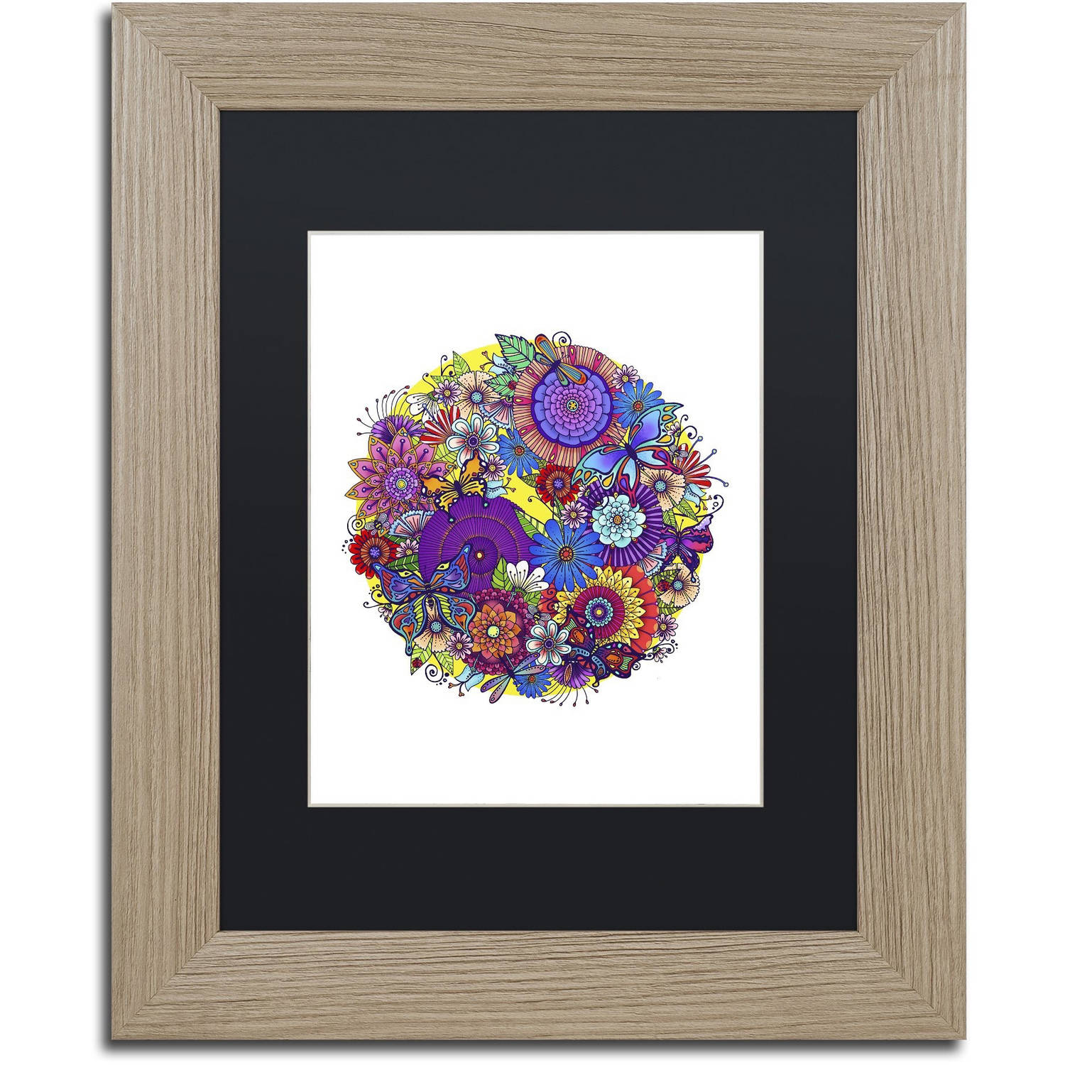 Trademark Fine Art "Butterfly Garden" Canvas Art by Hello Angel, Black Matte, Birch Frame