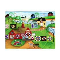 Trademark Fine Art Cheryl Bartley By The Sea Red Barn Quilt Makers Canvas Wall Art - 14x19