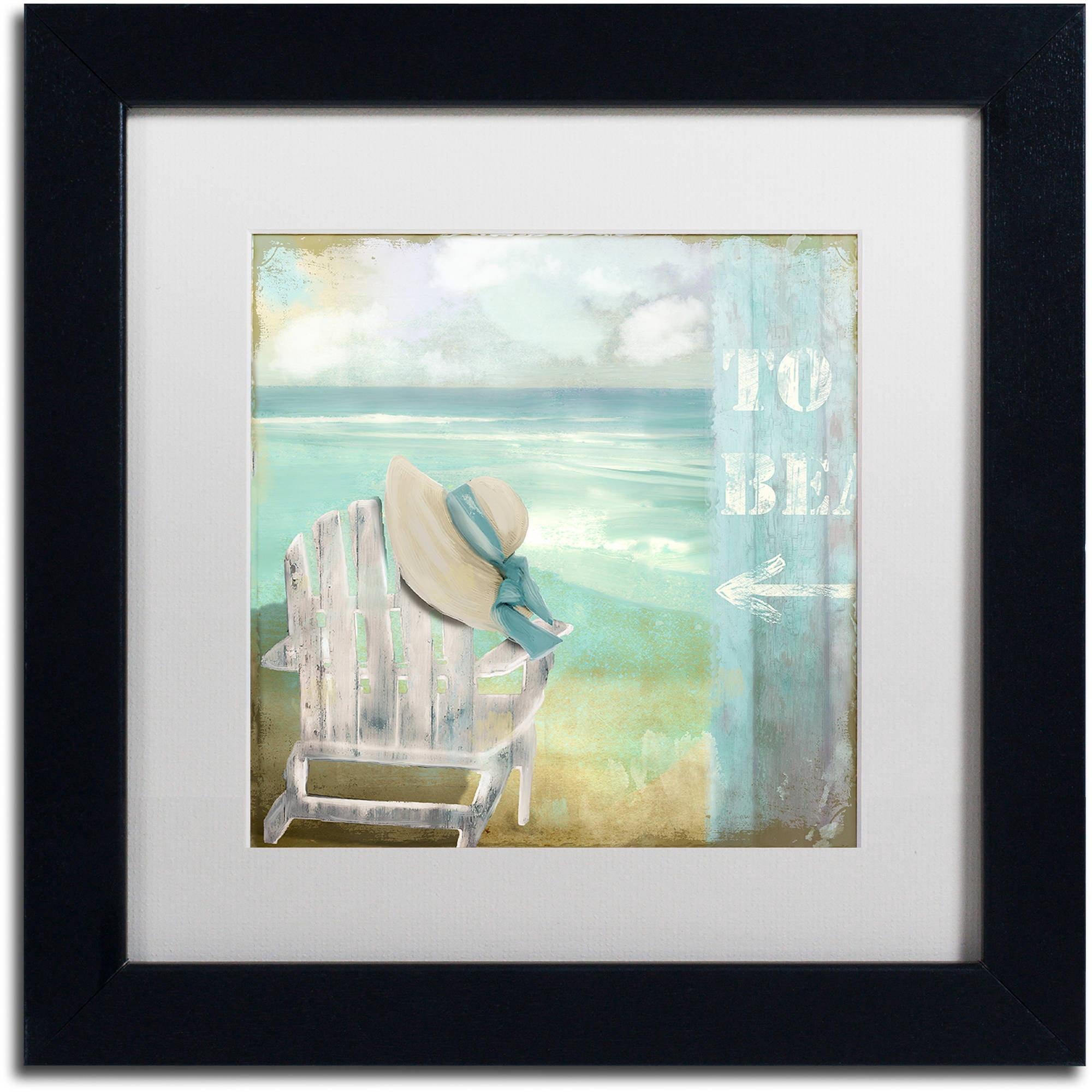 Trademark Fine Art "By the Sea I" Canvas Art by Color Bakery White Matte, Black Frame