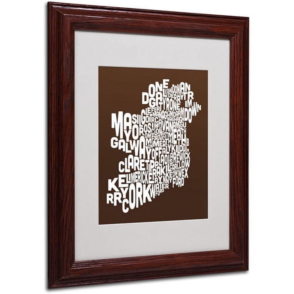 Trademark Fine Art "CHOCOLATE-Ireland Text Map" Matted Framed by Michael Tompsett