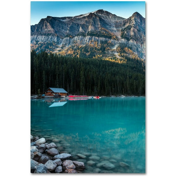 Trademark Fine Art 'Cabin at the Lake' Canvas Art by Pierre Leclerc