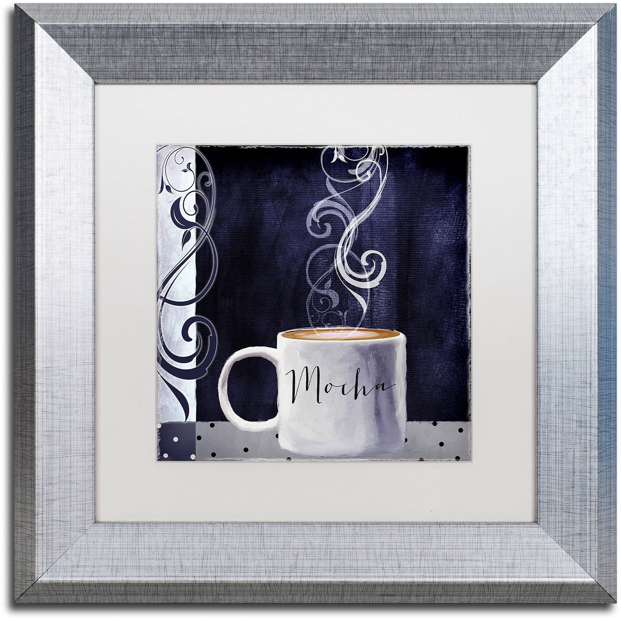 Trademark Fine Art "Cafe Blue III" Canvas Art by Color Bakery White Matte, Silver Frame