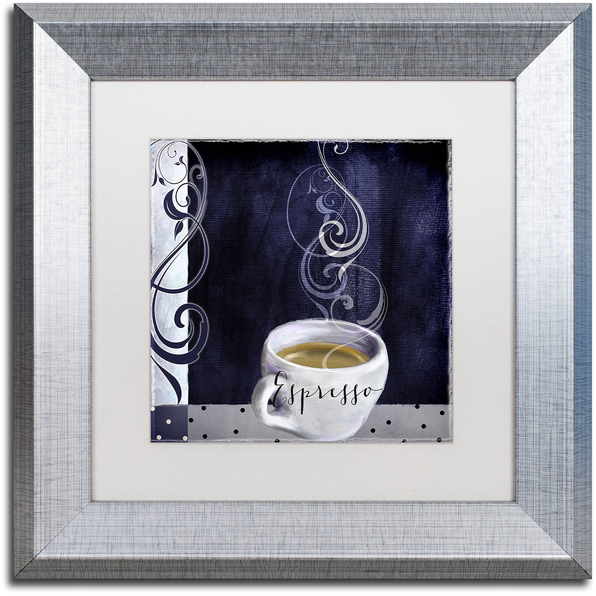 Trademark Fine Art "Cafe Blue IV" Canvas Art by Color Bakery White Matte, Silver Frame