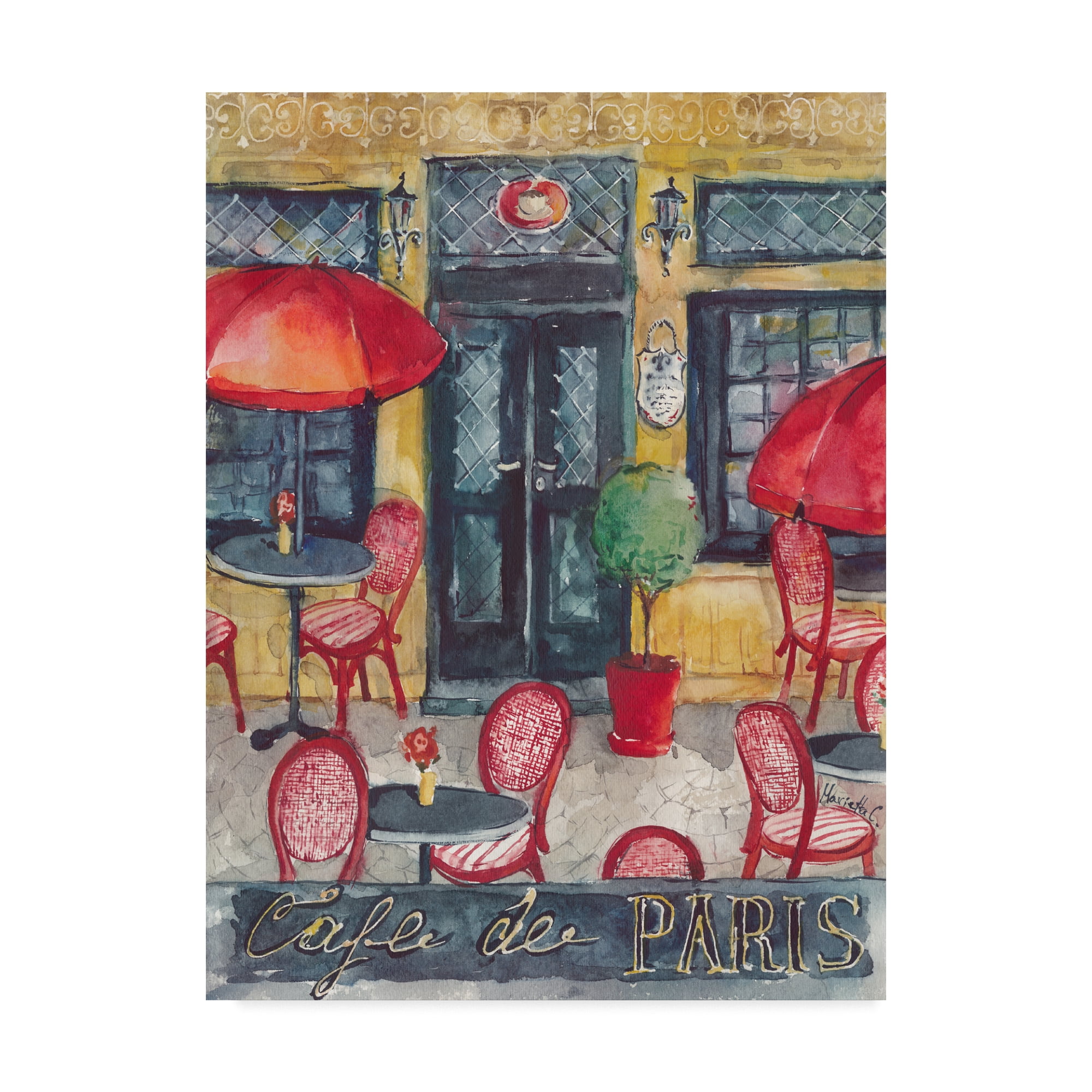 Trademark Fine Art 'Cafe De Paris Umbrellas' Canvas Art by Marietta Cohen Art And Design