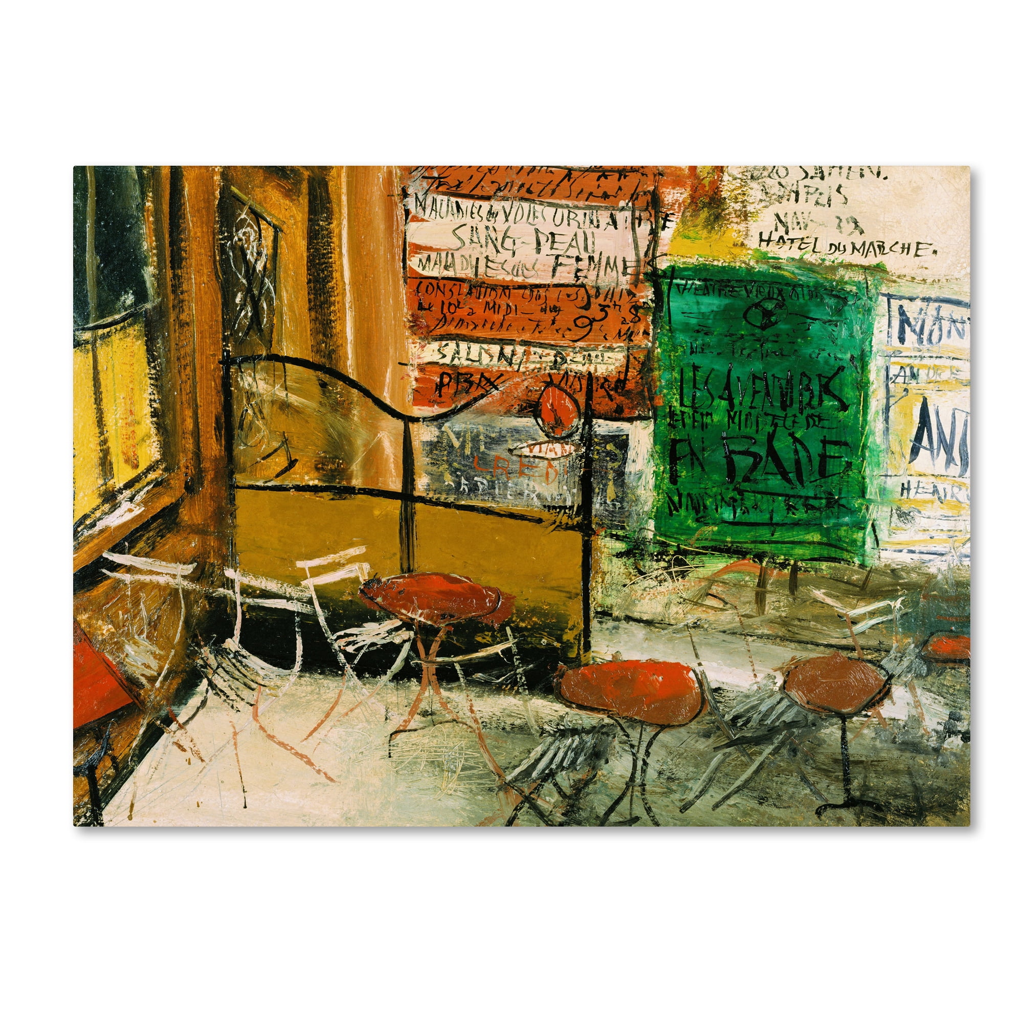 Trademark Fine Art Cafe Terrace With Posters Canvas Art - Gallery