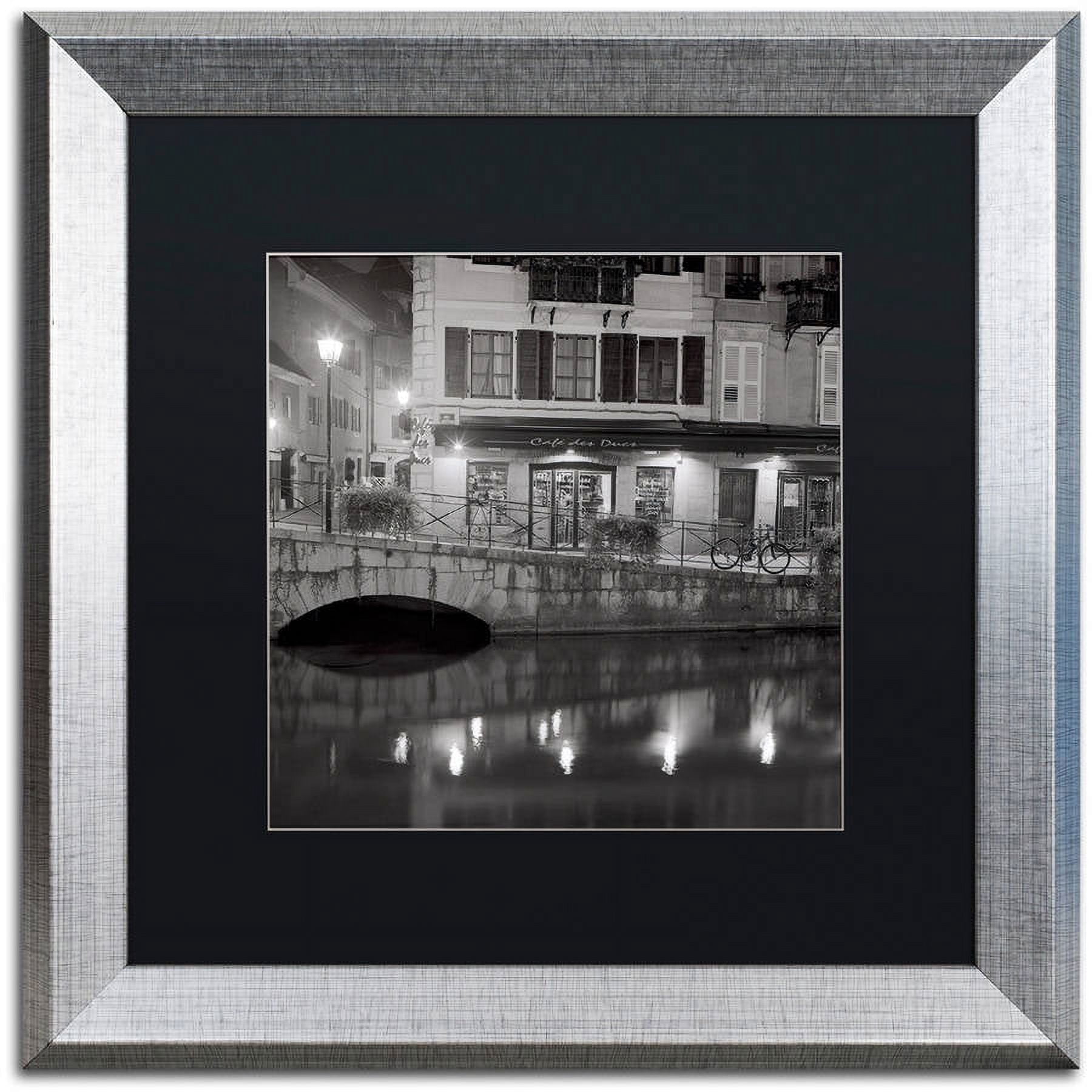 Trademark Fine Art "Cafe des Ducs 1" Canvas Art by Alan Blaustein, Black Matte, Silver Frame