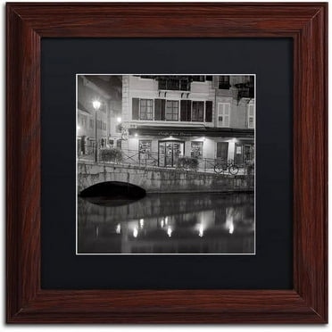 Trademark Fine Art "Cafe des Ducs 1" Canvas Art by Alan Blaustein, Black Matte, Wood Frame