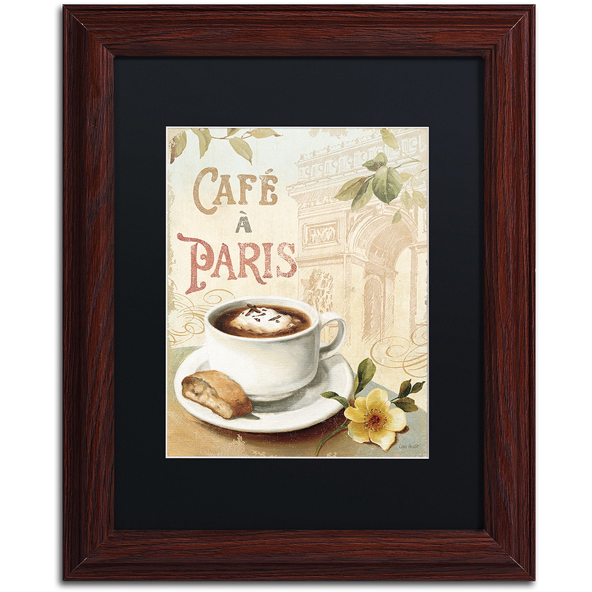 Trademark Fine Art "Cafe in Europe I" Canvas Art by Lisa Audit, Black Matte, Wood Frame