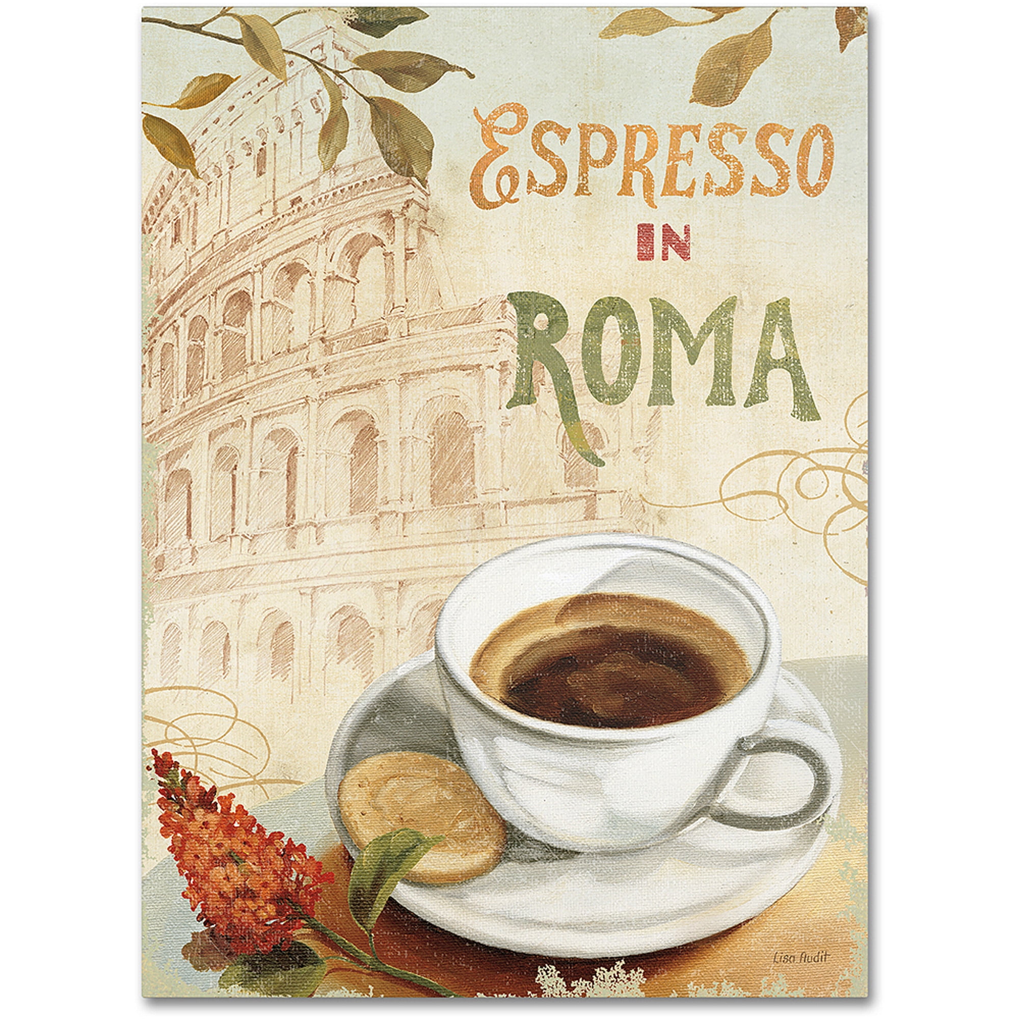 Espresso in Roma Framed Canvas Art, 18 x 24 Inches
