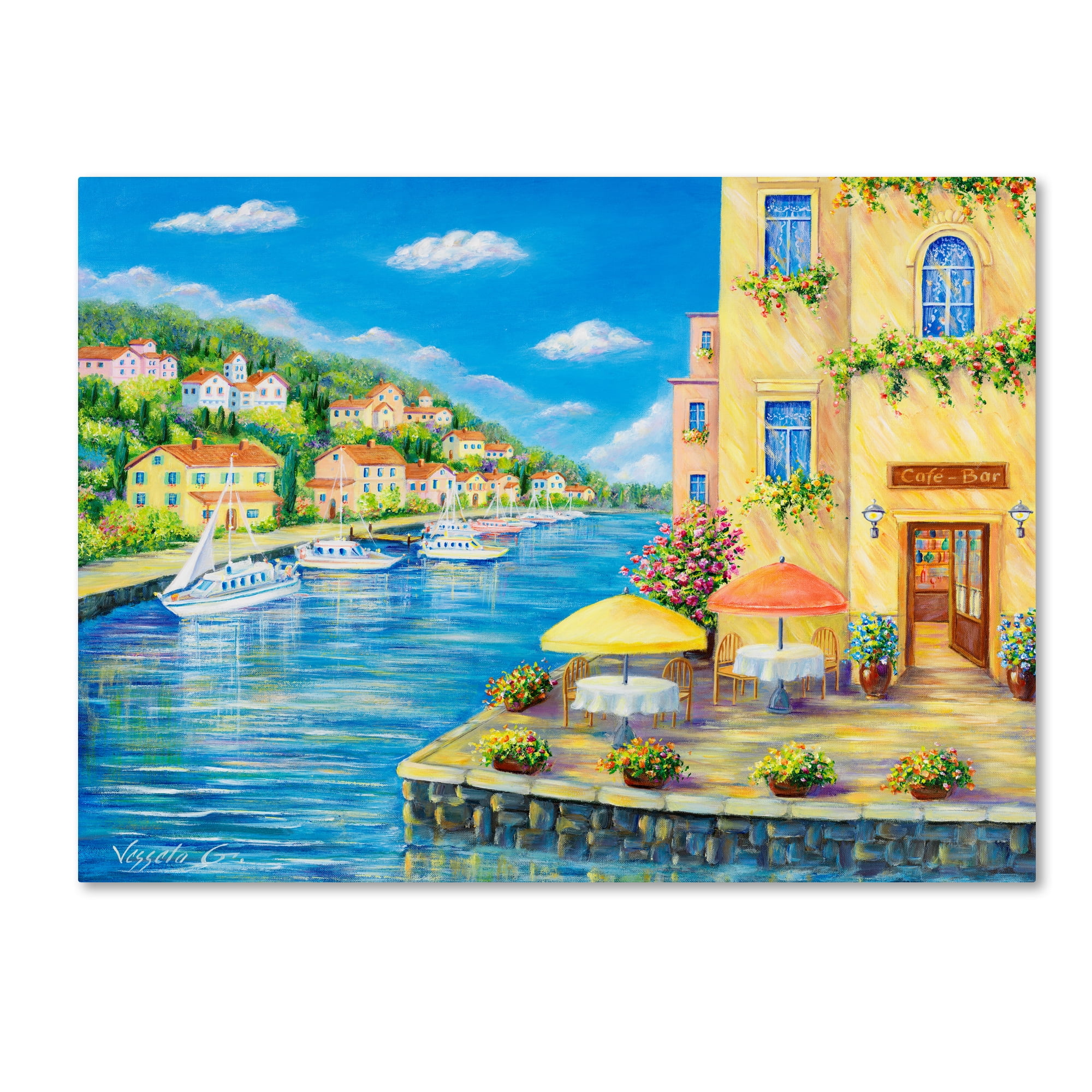 Trademark Fine Art 'Cafe? on the Water' Canvas Art by Vessela G.