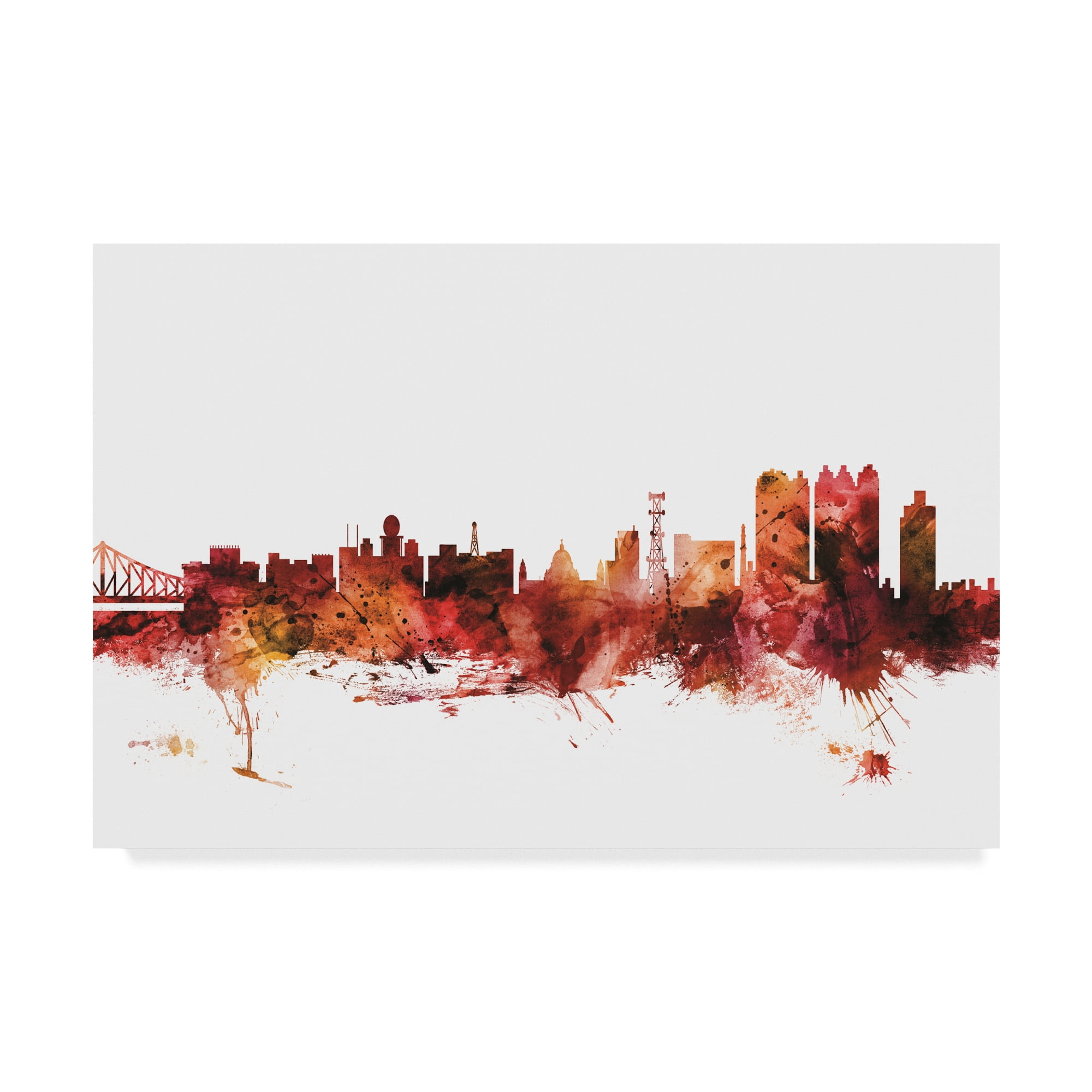 Trademark Fine Art 'Calcutta (Kolkata) India Skyline Red' Canvas Art by Michael Tompsett