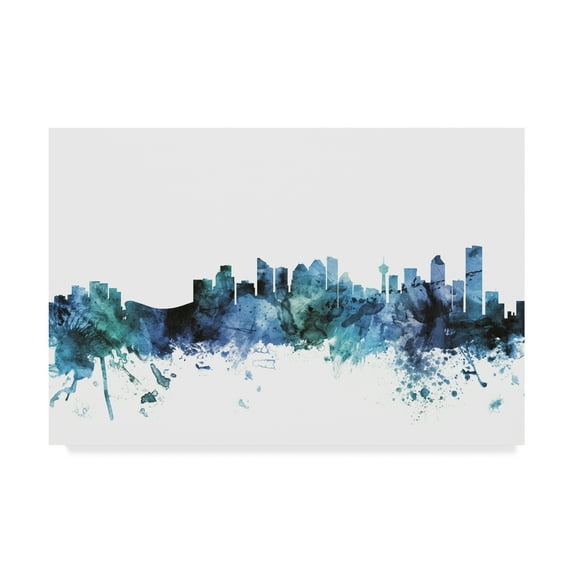 Trademark Fine Art 'Calgary Canada Blue Teal Skyline' Canvas Art by Michael Tompsett