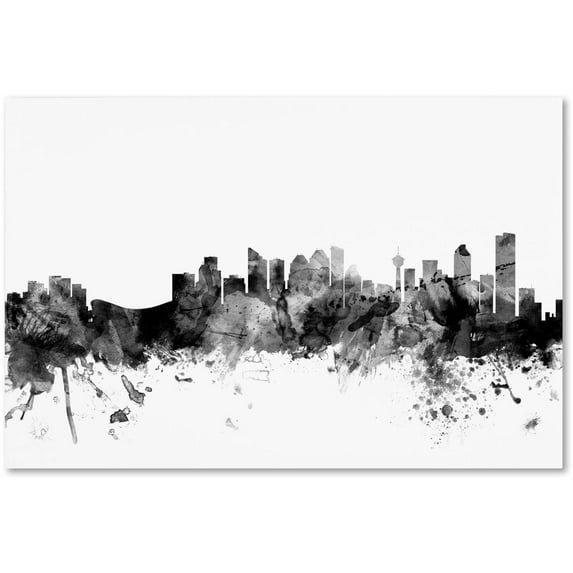 Trademark Fine Art "Calgary Canada Skyline B&W" Canvas Art by Michael Tompsett