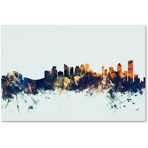 Trademark Fine Art "Calgary Canada Skyline Blue" Canvas Art by Michael Tompsett