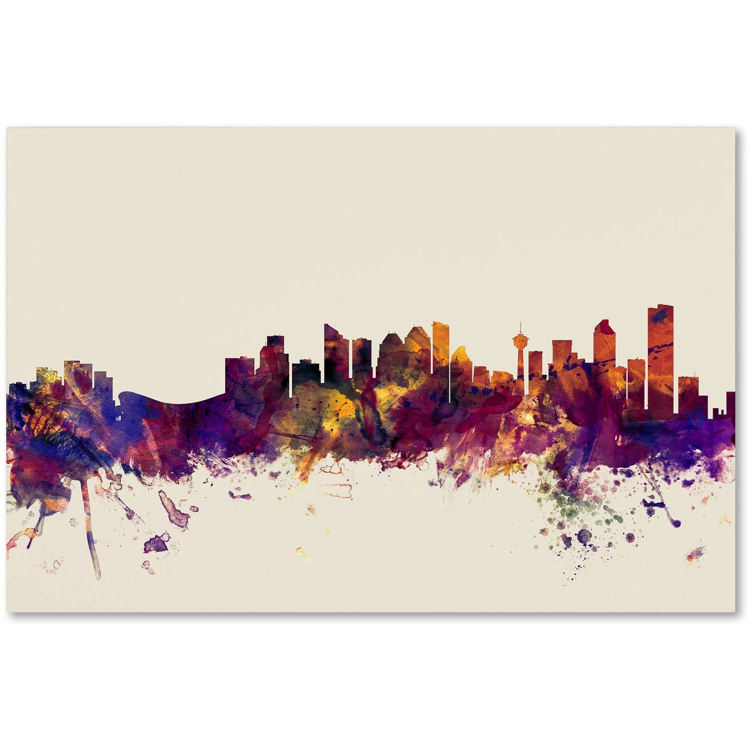 Trademark Fine Art "Calgary Canada Skyline" Canvas Art by Michael Tompsett
