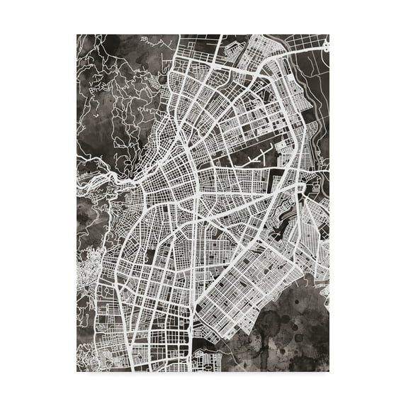 Trademark Fine Art 'Cali Colombia City Map Black' Canvas Art by Michael Tompsett