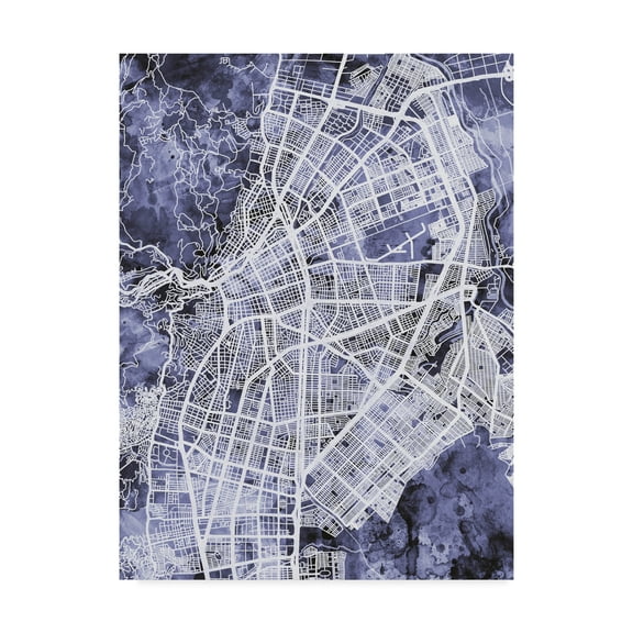 Trademark Fine Art 'Cali Colombia City Map Blue' Canvas Art by Michael Tompsett