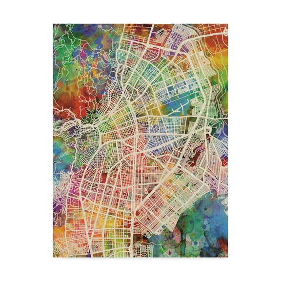 Trademark Fine Art 'Cali Colombia City Map' Canvas Art by Michael Tompsett