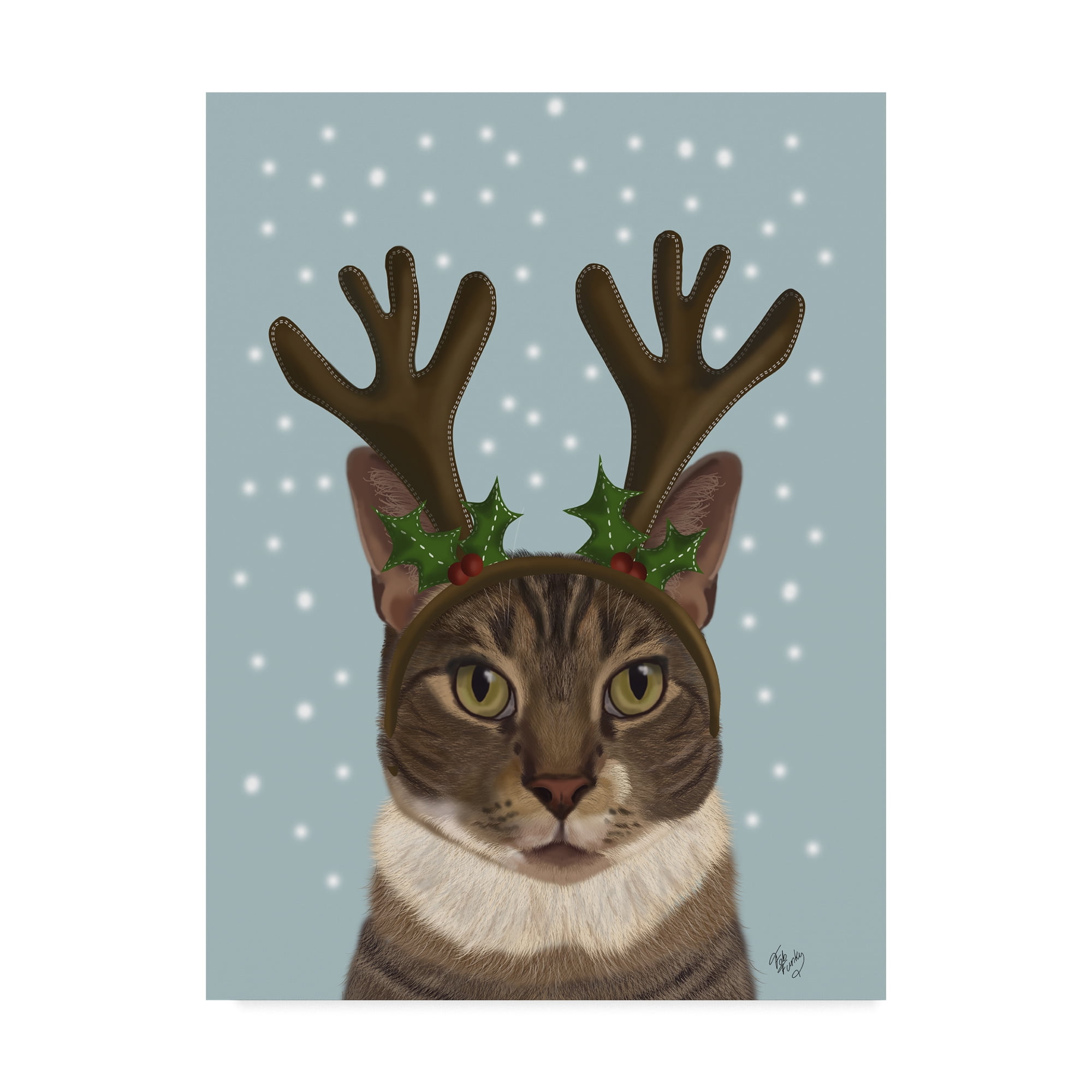 Trademark Fine Art 'Calico Cat and Antlers' Canvas Art by Fab Funky