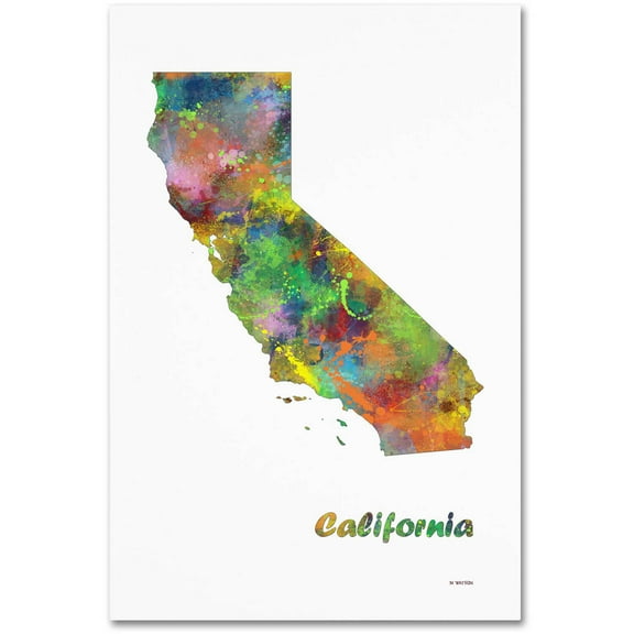 Trademark Fine Art "California State Map-1" Canvas Art by Marlene Watson