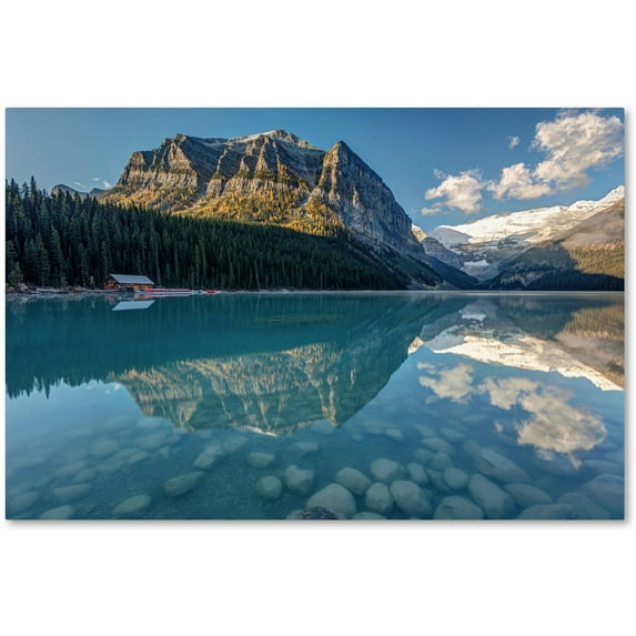 Trademark Fine Art 'Calm Lake Louise Morning' Canvas Art by Pierre Leclerc