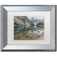 thumbnail image 1 of Trademark Fine Art 'Calm Moraine Lake ' Canvas Art by Pierre Leclerc, White Matte, Silver Frame, 1 of 1