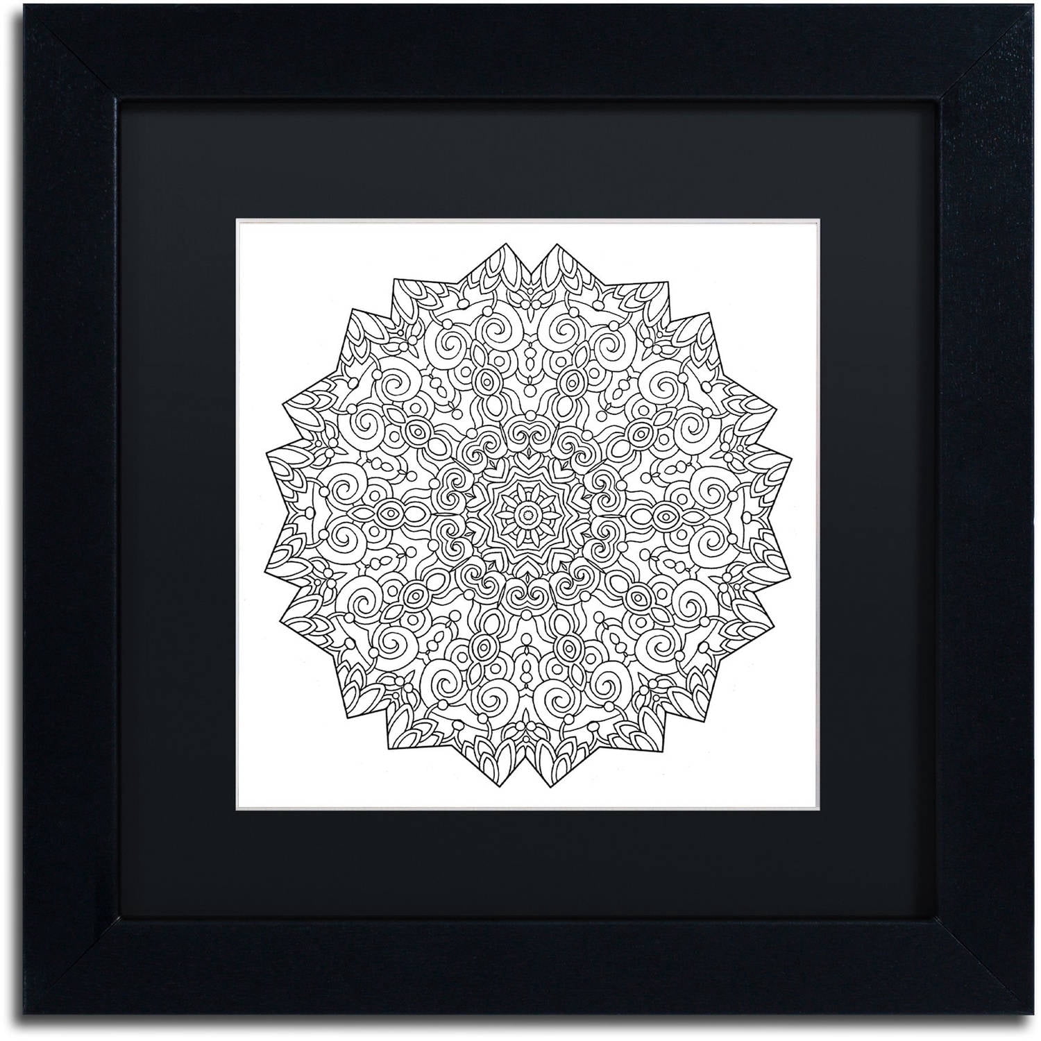 Trademark Fine Art "Calming Mandala" Canvas Art by Kathy G. Ahrens, Black Matte, Black Frame