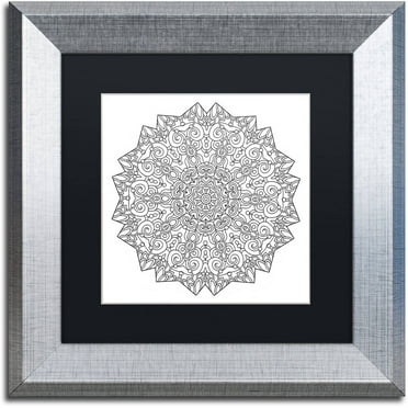 Trademark Fine Art "Calming Mandala" Canvas Art by Kathy G. Ahrens, Black Matte, Silver Frame