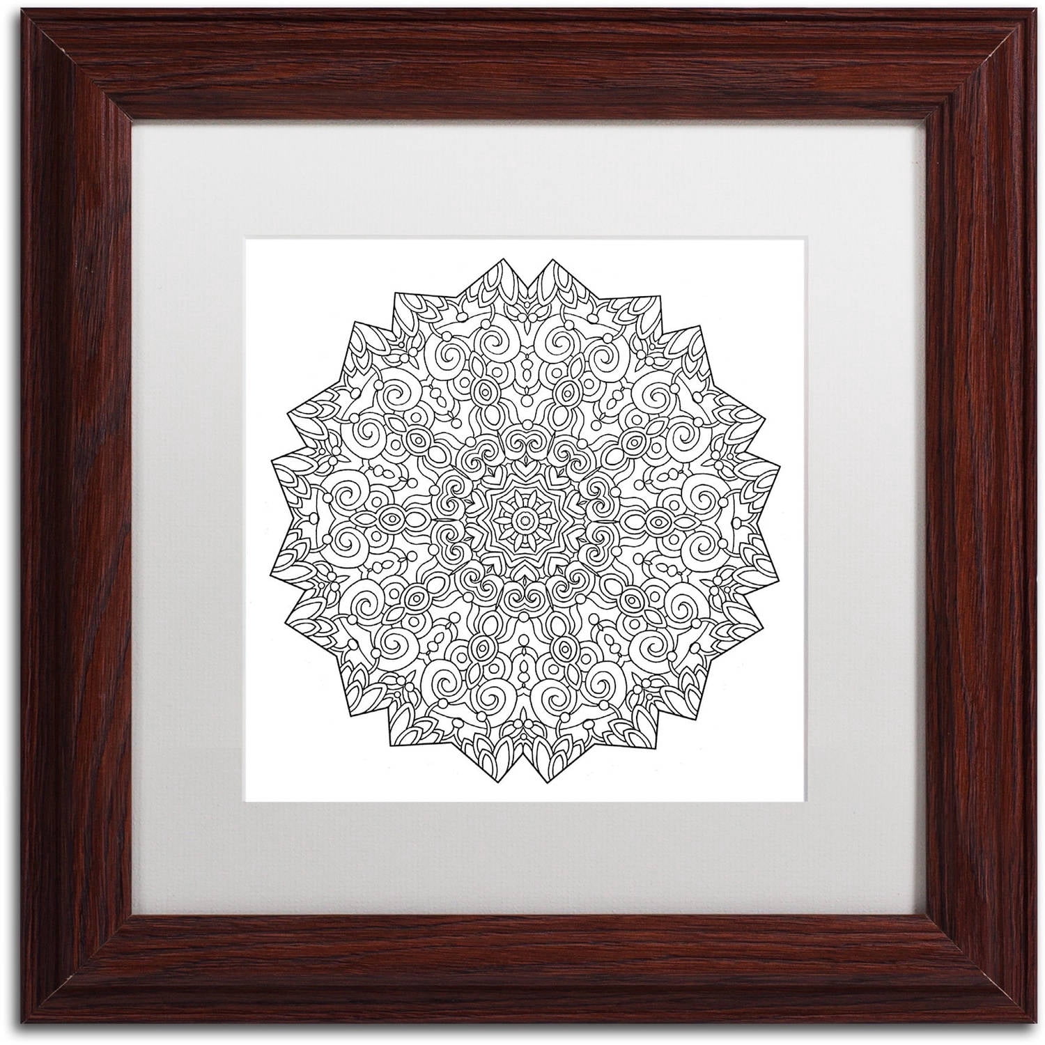 Trademark Fine Art "Calming Mandala" Canvas Art by Kathy G. Ahrens, White Matte, Wood Frame