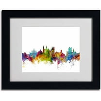 Trademark Fine Art "Cambridge England Skyline" Canvas Art by Michael Tompsett, Black Frame