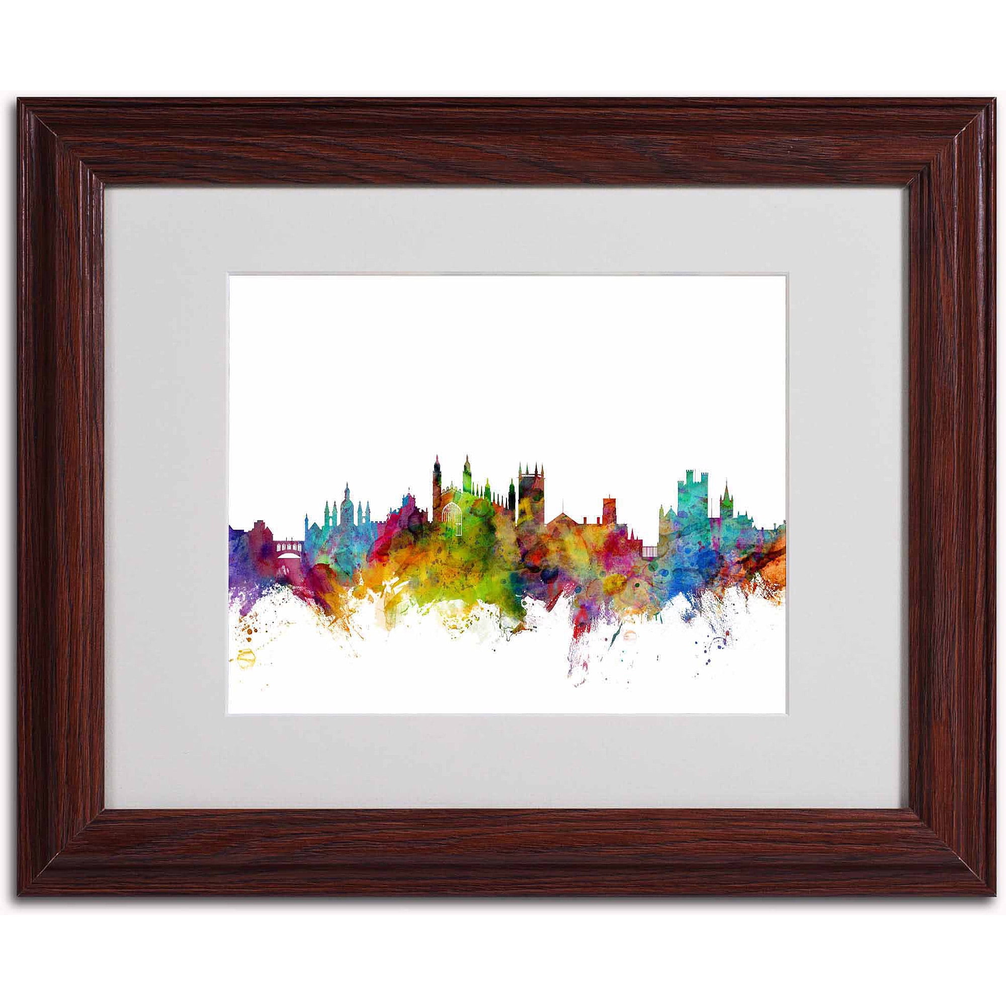 Trademark Fine Art "Cambridge England Skyline" Canvas Art by Michael Tompsett, Wood Frame