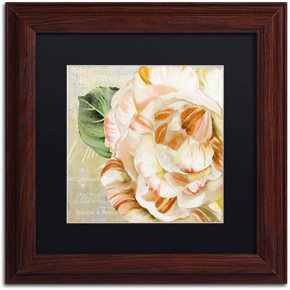 Trademark Fine Art "Camellias I" Canvas Art by Color Bakery Black Matte, Wood Frame